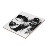 白黒チンパンジーポップ・アートのアート タイル (側面)