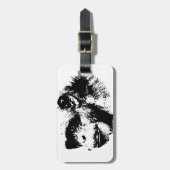 白黒チンパンジーポップ・アートのアート ラゲッジタグ (正面縦)