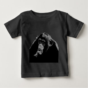 白黒チンパンジー ベビーTシャツ
