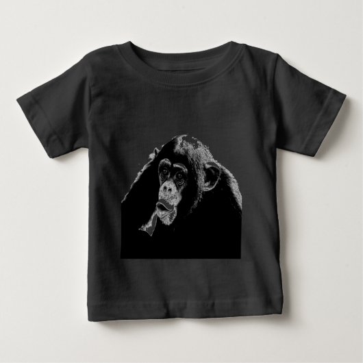白黒チンパンジー ベビーTシャツ (正面)