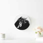 白黒チンパンジー ラウンド壁時計 (ホーム)