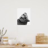 白黒チータヒョウのジャングル動物の写真 ポスター (キッチン)