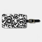 白黒チームの色バレーボールのギフト ラゲッジタグ (正面横)