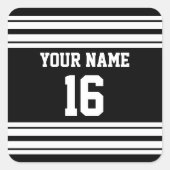 白黒チームカスタムジャージーの番号名 スクエアシール (正面)