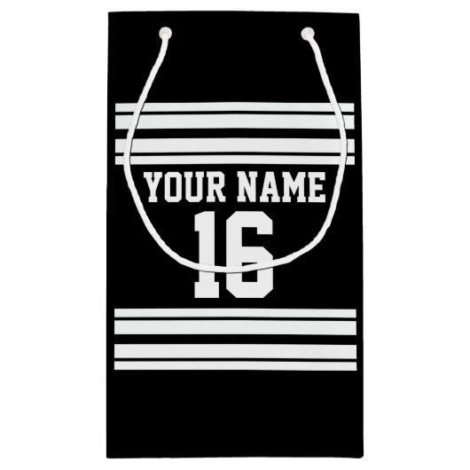 白黒チームカスタムジャージーの番号名 スモールペーパーバッグ (裏面)