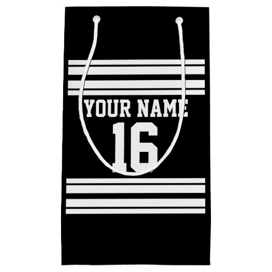 白黒チームカスタムジャージーの番号名 スモールペーパーバッグ (正面)