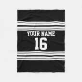 白黒チームカスタムジャージーの番号名 フリースブランケット (正面)