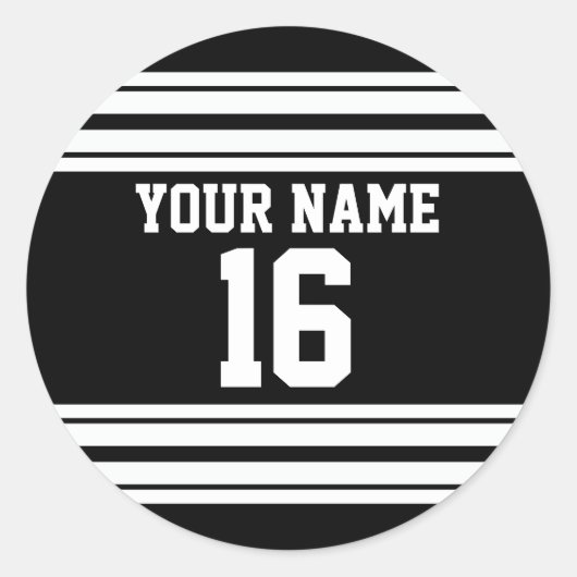 白黒チームカスタムジャージーの番号名 ラウンドシール (正面)