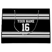 白黒チームカスタムジャージーの番号名 ラージペーパーバッグ (正面)