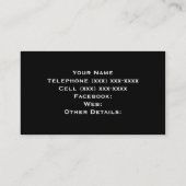 白黒チームカスタムジャージーの番号名 名刺 (裏面)