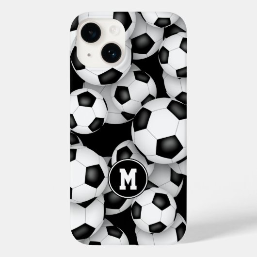 白黒チームカラーキッズサッカーボールパターン Case-Mate iPhoneケース (裏面)