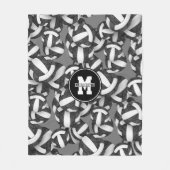 白黒チームカラーズガールズスポーツバレーボール フリースブランケット (正面)