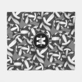 白黒チームカラーズガールズスポーツバレーボール フリースブランケット (正面(横))