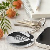 白黒チームカラーズガールズボーイズバスケットボール キーホルダー (正面右)