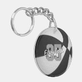 白黒チームカラーズガールズボーイズバスケットボール キーホルダー (正面左)