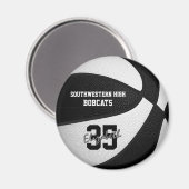 白黒チームカラーズガールズボーイズバスケットボール マグネット (正面/裏面)