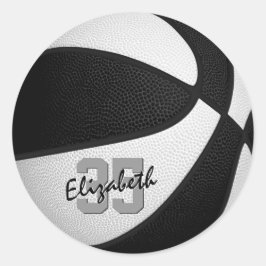 白黒チームカラーズガールズボーイズバスケットボール ラウンドシール