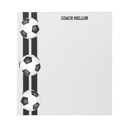 白黒チームカラーズサッカーコーチカスタムー ノートパッド (正面)