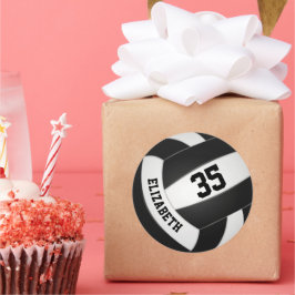 白黒チームカラーズボーイズ女の子バレーボール ラウンドシール