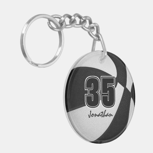白黒チームカラーズボーイズ女子バスケットボール キーホルダー (正面左)