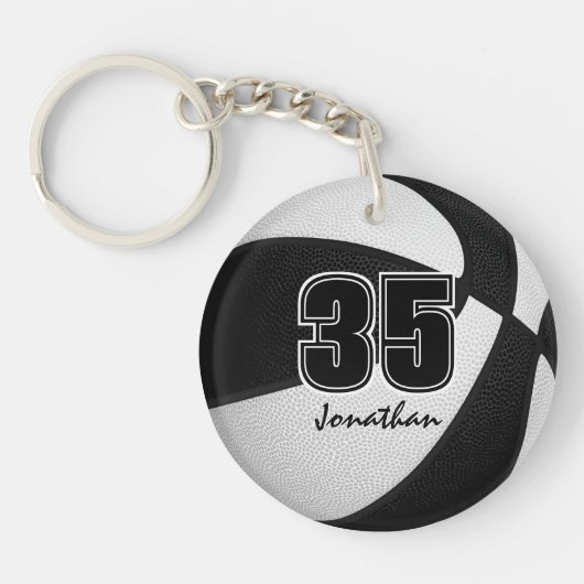 白黒チームカラーズボーイズ女子バスケットボール キーホルダー (正面)