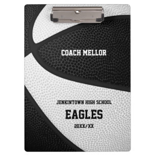 白黒チームカラーバスケットボールコーチ名 クリップボード