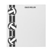 白黒チームカラーバレーボールカスタムコーチ ノートパッド (正面)