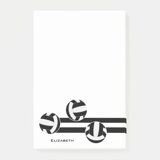 白黒チームカラーバレーボールストライプボール ポストイット (正面)