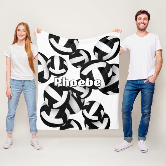 白黒チームカラーバレーボール女子スポーツ フリースブランケット (インサイチュ)