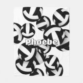 白黒チームカラーバレーボール女子スポーツ フリースブランケット (正面)