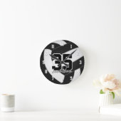白黒チームカラープレイヤー名バレーボール ラウンド壁時計 (ホーム)