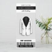 白黒ツキシード誕生日チケット招待状 招待状 (スタンド正面)