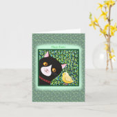 白黒ツキセドキャットシックハッピーイースター  カード (黄色い花)