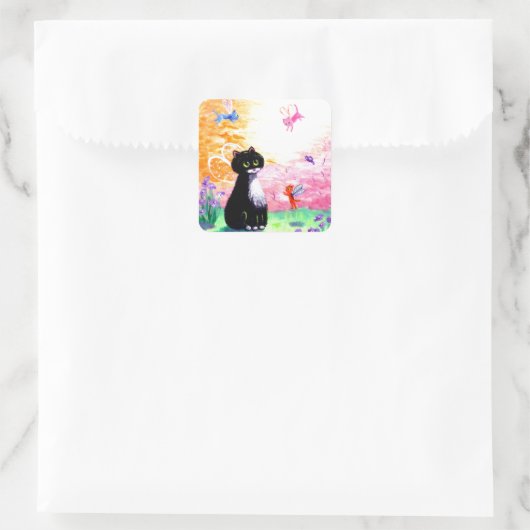 白黒ツキセド猫フェアリーズ創作 スクエアシール (バッグ)