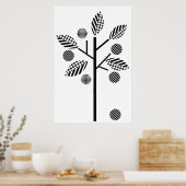 白黒ツリーの白い背景のプリントポスター ポスター (キッチン)