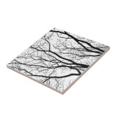 白黒ツリーブランチの抽象芸術 タイル (側面)