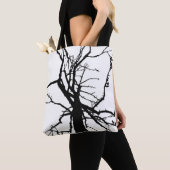 白黒ツリーブランチ抽象芸術トートバッグ トートバッグ (クローズアップ)