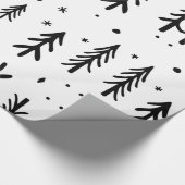 白黒ツリー例示的メリークリスマス ラッピングペーパー (角)
