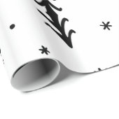 白黒ツリー例示的メリークリスマス ラッピングペーパー (ロールコーナー)