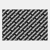 白黒ツリー、星メリークリスマスの休日 ラッピングペーパーシート (正面3)