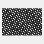 白黒ツリー、星メリークリスマスの休日 ラッピングペーパーシート (正面2)