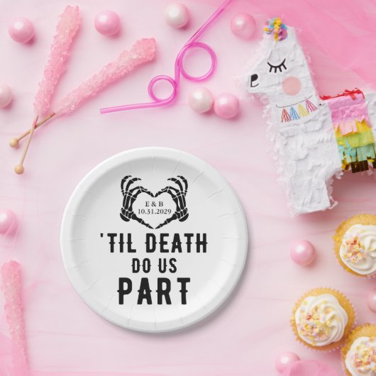 白黒ティルデス私たちパーツスケルトン結婚ズ ペーパープレート (パーティー)