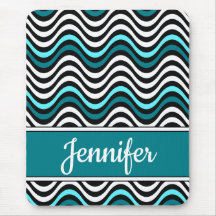 白黒ティール（緑がかった色）はっきりした波状ストライプ