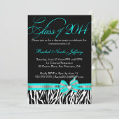 白黒ティール(緑がかった色)ゼブラ2014卒業招待状 招待状 (スタンド正面)