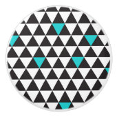 白黒ティール（緑がかった色）ターコイズ幾何三角形 セラミックノブ (正面)