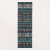 白黒ティール（緑がかった色）ドットスポットジガグパターン ヨガマット (裏面)