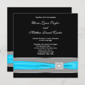 白黒ティール（緑がかった色）ブルーティール（緑がかった色）ブラック結婚ズ 招待状 (正面/裏面)