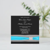 白黒ティール（緑がかった色）ブルーティール（緑がかった色）ブラック結婚ズ 招待状 (スタンド正面)