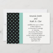 白黒ティール(緑がかった色)水玉模様結婚式招待状 招待状 (正面)