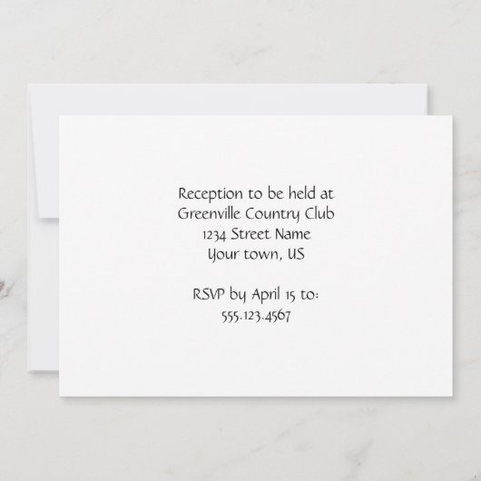 白黒ティール(緑がかった色)水玉模様結婚式招待状 招待状 (裏面)